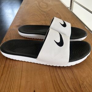 White Nike Slides